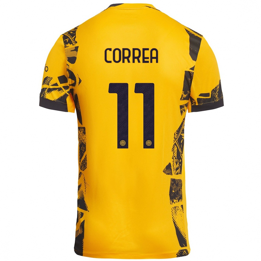 Men Football Joaquín Correa #11 Gold Black Third Jersey 2024/25 T-Shirt Uk