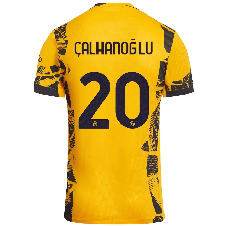 Men Football Hakan Çalhanoğlu #20 Gold Black Third Jersey 2024/25 T-Shirt Uk