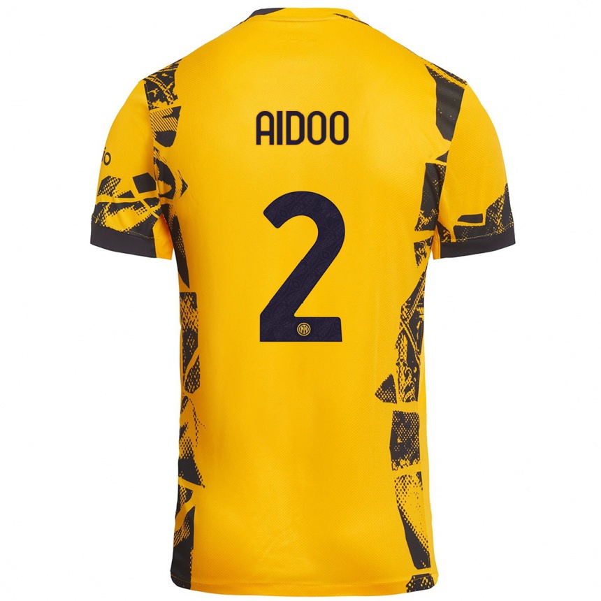 Men Football Mike Aidoo #2 Gold Black Third Jersey 2024/25 T-Shirt Uk