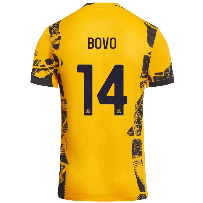 Men Football Leonardo Bovo #14 Gold Black Third Jersey 2024/25 T-Shirt Uk