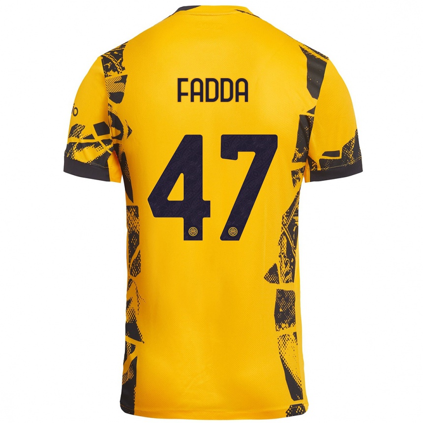 Men Football Paola Fadda #47 Gold Black Third Jersey 2024/25 T-Shirt Uk