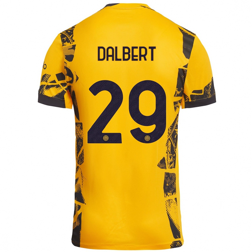 Men Football Dalbert #29 Gold Black Third Jersey 2024/25 T-Shirt Uk