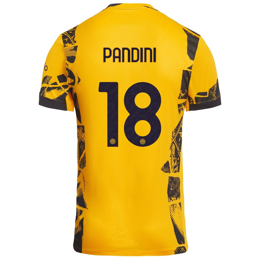 Men Football Marta Pandini #18 Gold Black Third Jersey 2024/25 T-Shirt Uk