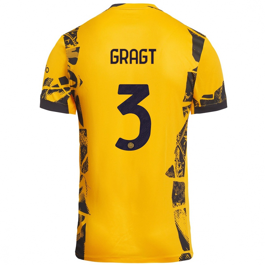 Men Football Stefanie Van Der Gragt #3 Gold Black Third Jersey 2024/25 T-Shirt Uk