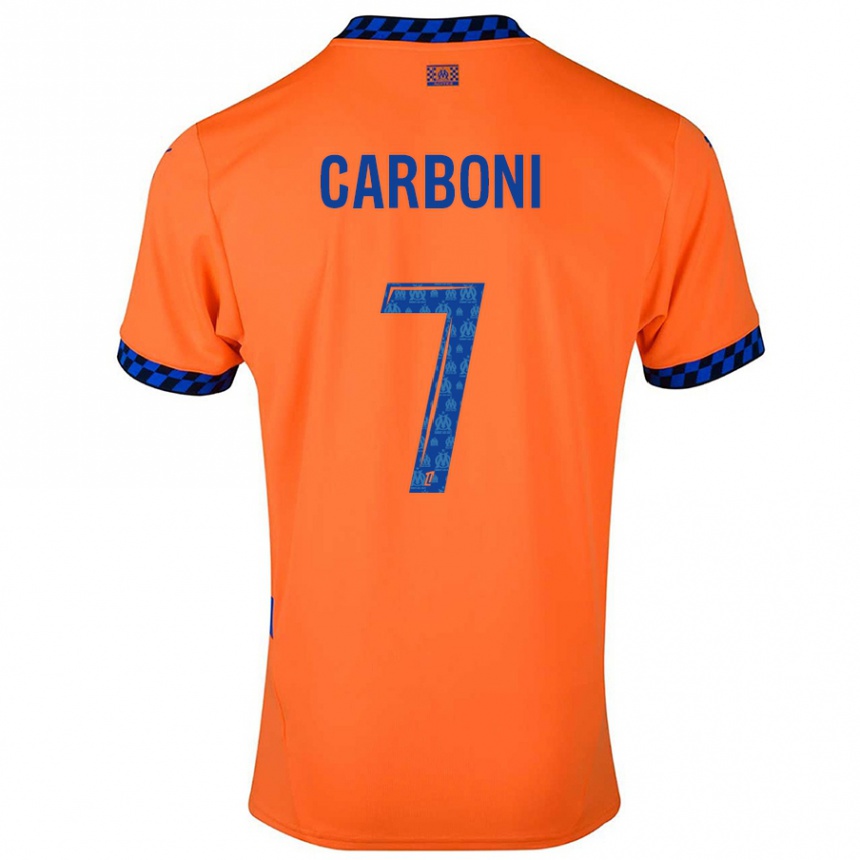 Men Football Valentín Carboni #7 Orange Dark Blue Third Jersey 2024/25 T-Shirt Uk