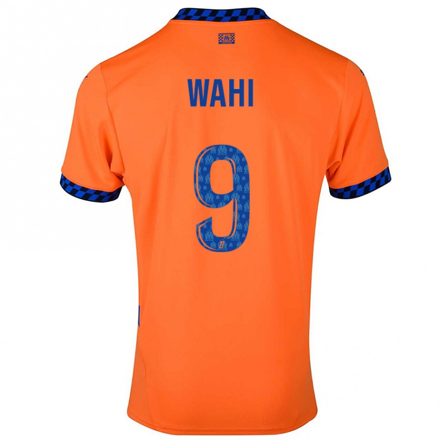 Men Football Elye Wahi #9 Orange Dark Blue Third Jersey 2024/25 T-Shirt Uk