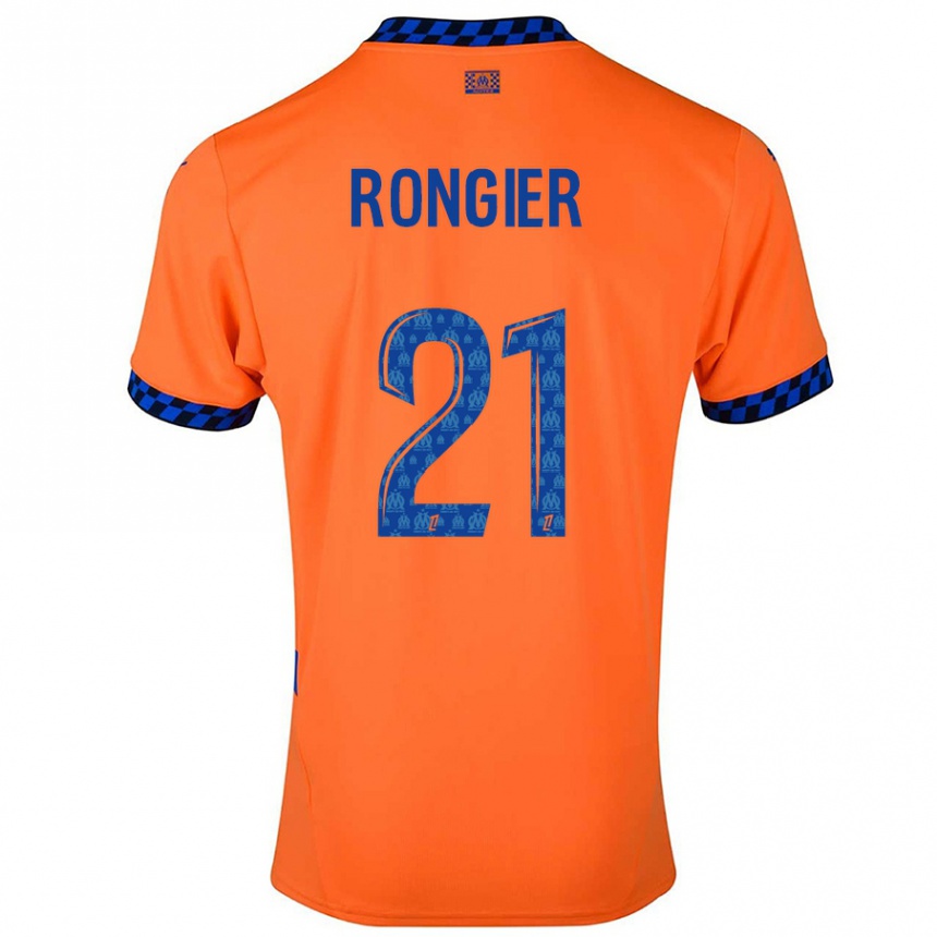 Men Football Valentin Rongier #21 Orange Dark Blue Third Jersey 2024/25 T-Shirt Uk