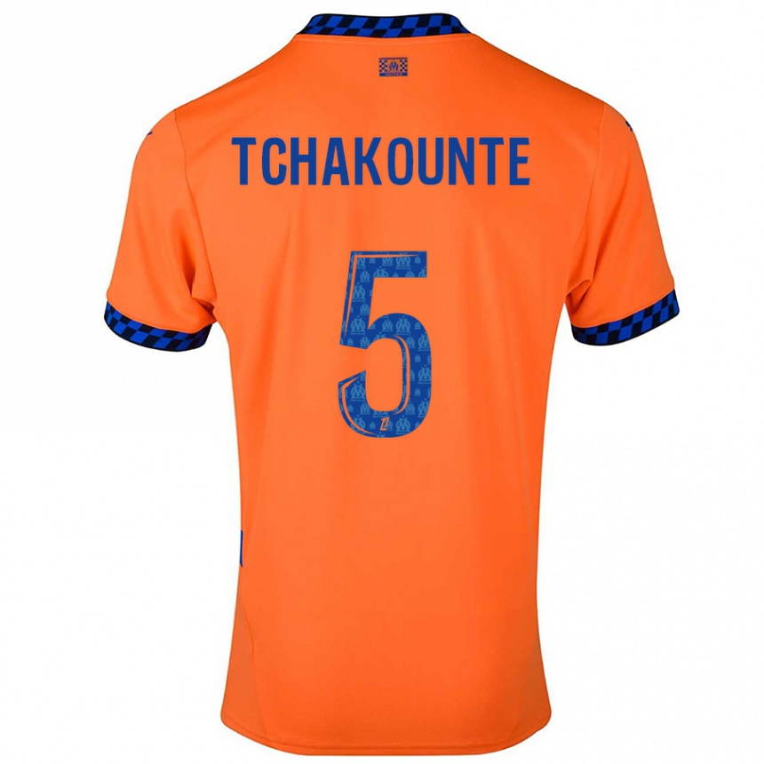 Men Football Annaëlle Tchakounté #5 Orange Dark Blue Third Jersey 2024/25 T-Shirt Uk