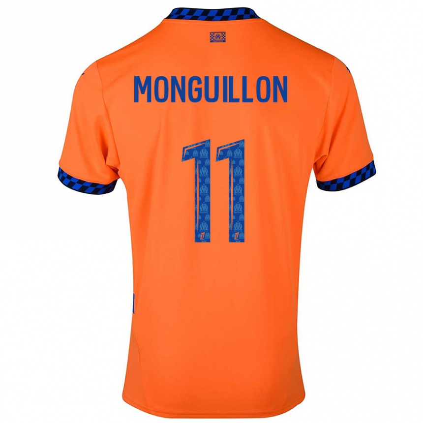 Men Football Coralie Monguillon #11 Orange Dark Blue Third Jersey 2024/25 T-Shirt Uk