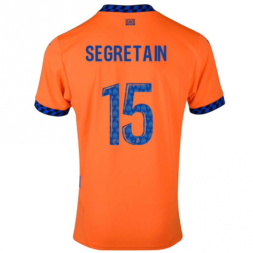 Men Football Julie Ségrétain #15 Orange Dark Blue Third Jersey 2024/25 T-Shirt Uk