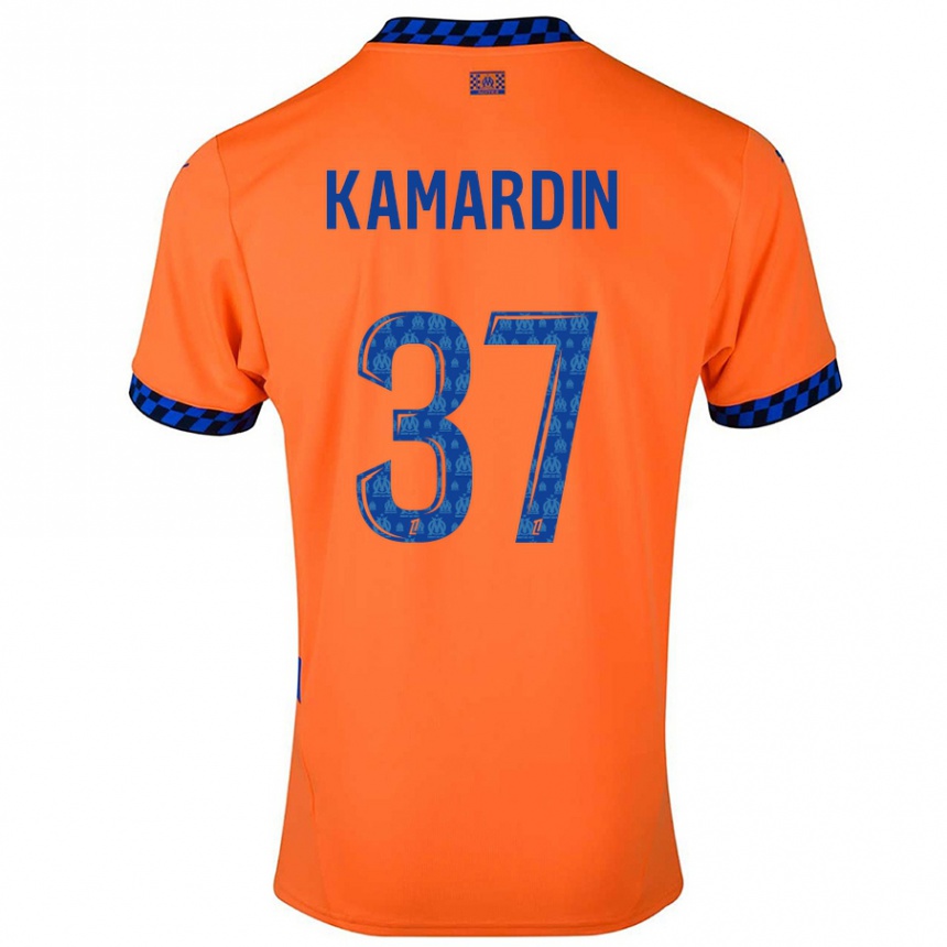 Men Football Aaron Kamardin #37 Orange Dark Blue Third Jersey 2024/25 T-Shirt Uk