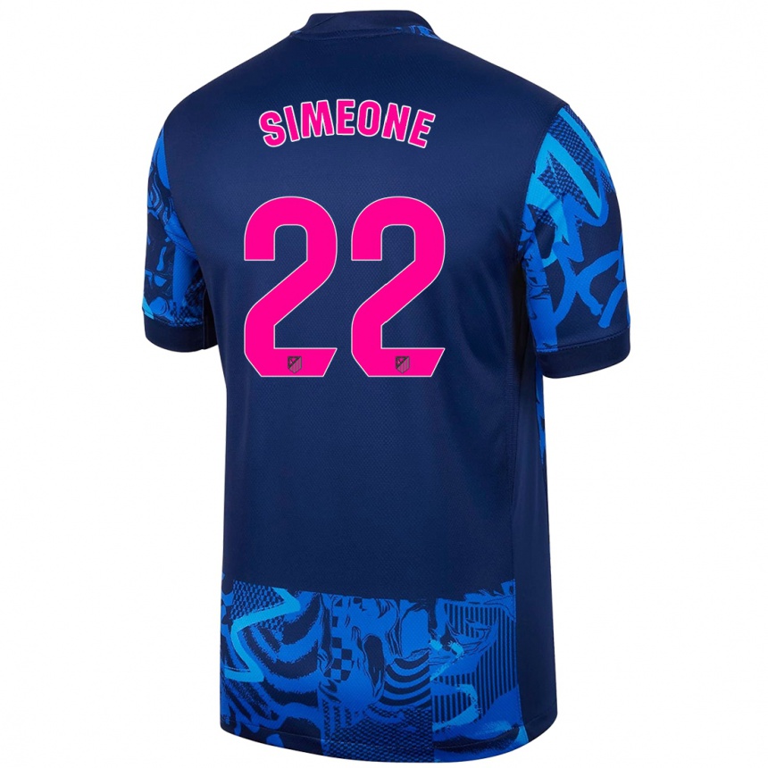 Men Football Giuliano Simeone #22 Royal Blue Third Jersey 2024/25 T-Shirt Uk