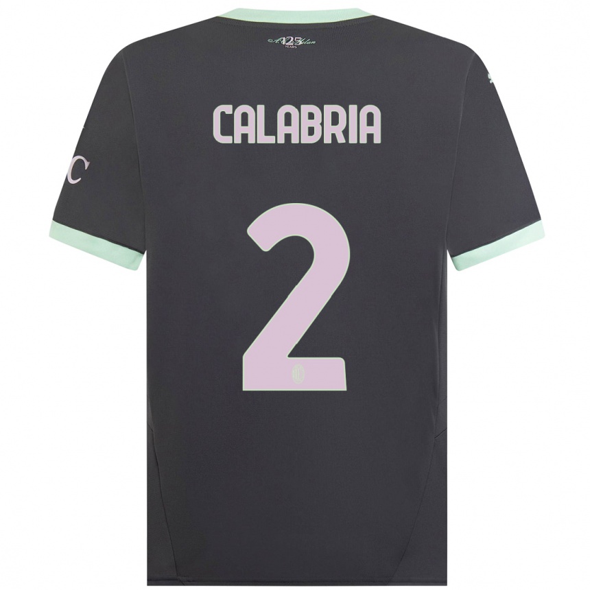 Men Football Davide Calabria #2 Grey Third Jersey 2024/25 T-Shirt Uk