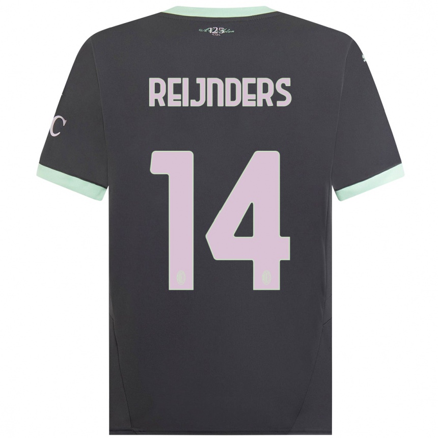 Men Football Tijjani Reijnders #14 Grey Third Jersey 2024/25 T-Shirt Uk