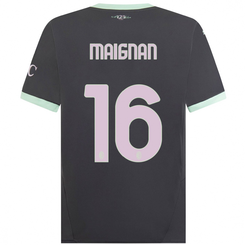 Men Football Mike Maignan #16 Grey Third Jersey 2024/25 T-Shirt Uk