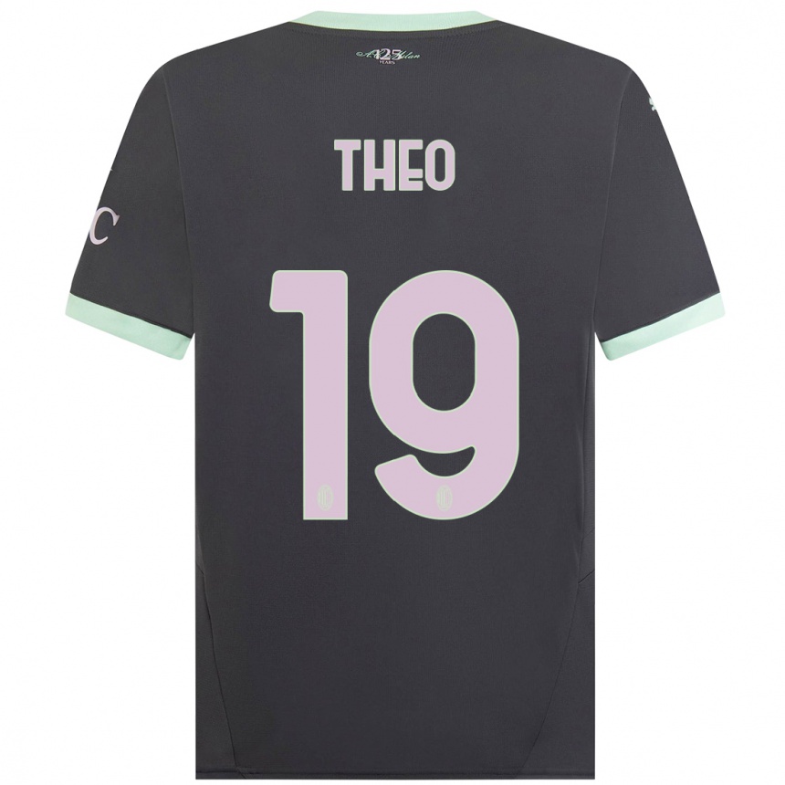 Men Football Theo Hernandez #19 Grey Third Jersey 2024/25 T-Shirt Uk