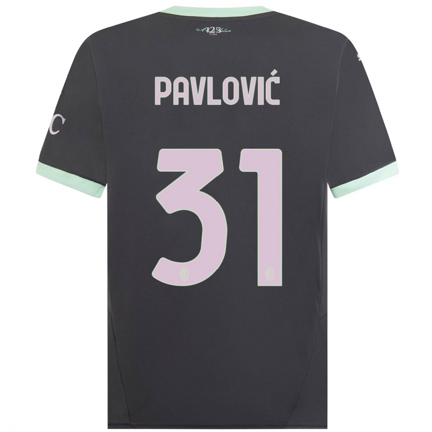 Men Football Strahinja Pavlović #31 Grey Third Jersey 2024/25 T-Shirt Uk