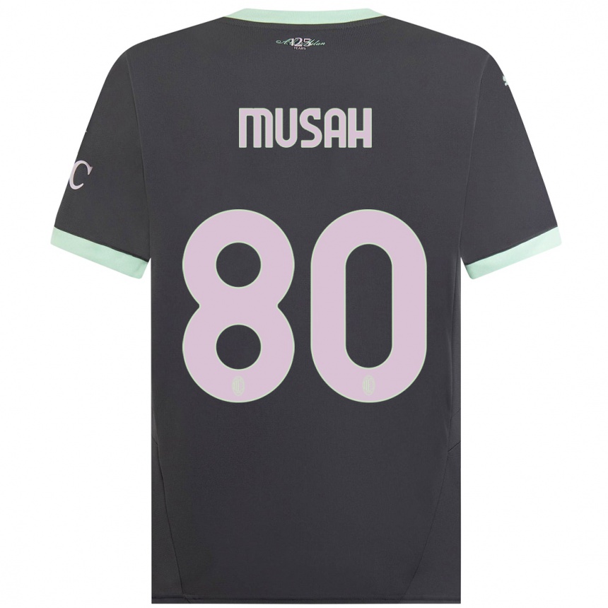 Men Football Yunus Musah #80 Grey Third Jersey 2024/25 T-Shirt Uk