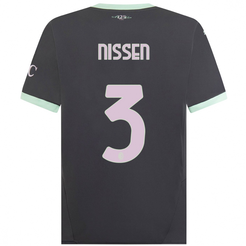 Men Football Fredrik Nissen #3 Grey Third Jersey 2024/25 T-Shirt Uk