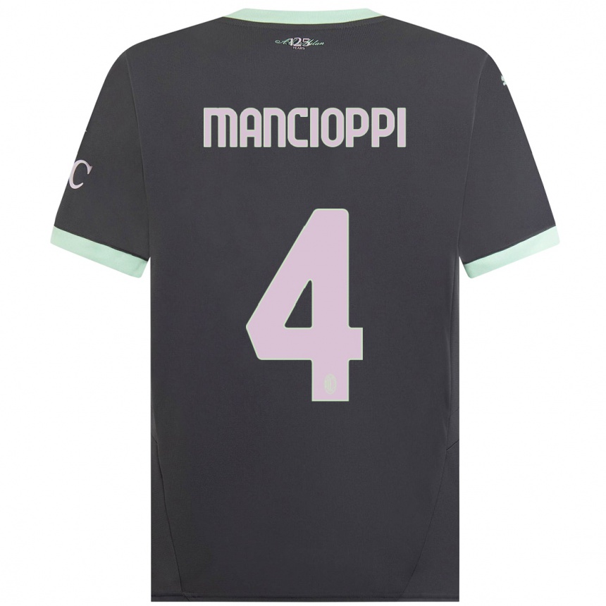 Men Football Tommaso Mancioppi #4 Grey Third Jersey 2024/25 T-Shirt Uk