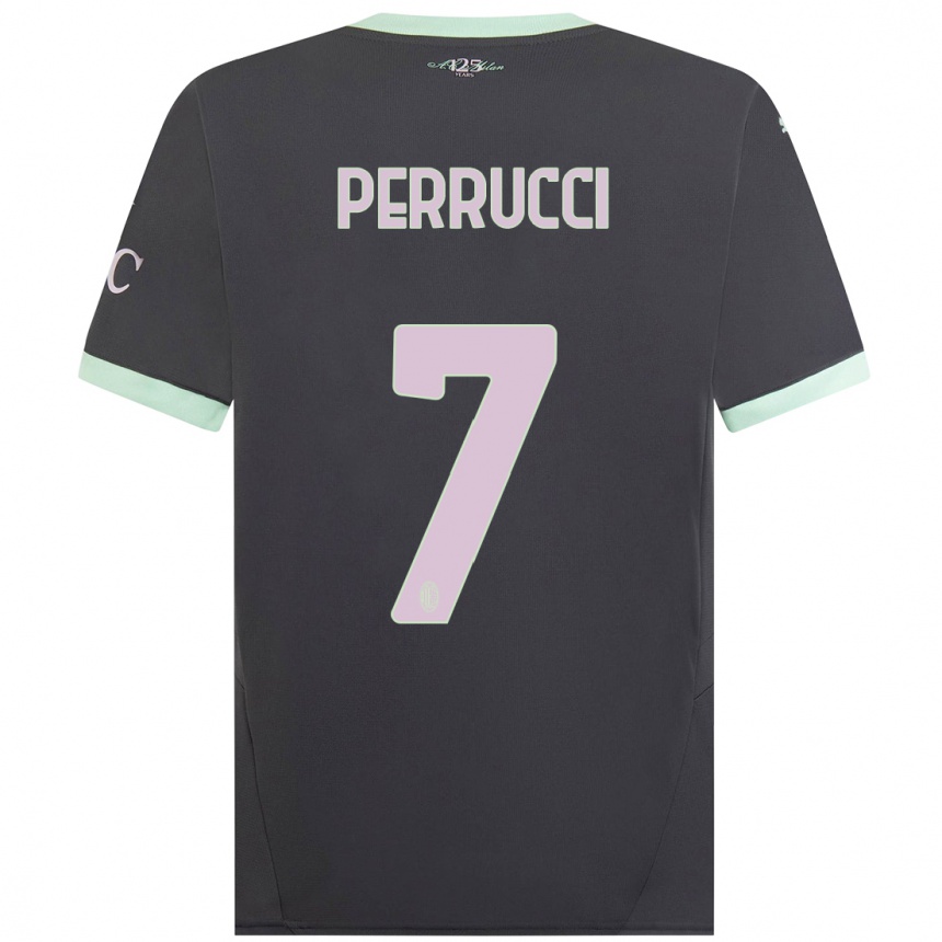 Men Football Vincenzo Perrucci #7 Grey Third Jersey 2024/25 T-Shirt Uk