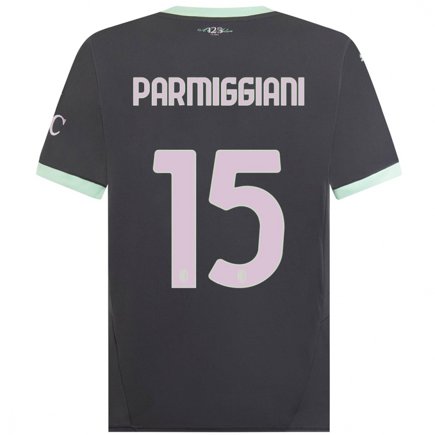 Men Football Pietro Parmiggiani #15 Grey Third Jersey 2024/25 T-Shirt Uk