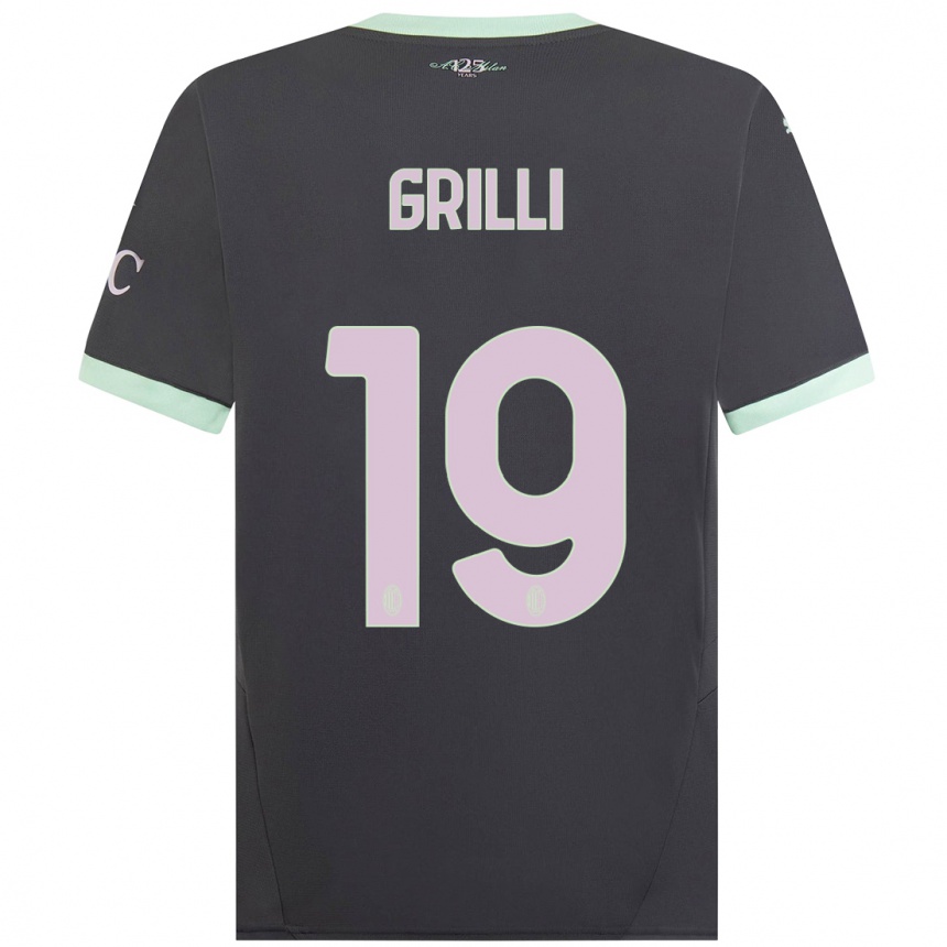 Men Football Lorenzo Grilli #19 Grey Third Jersey 2024/25 T-Shirt Uk