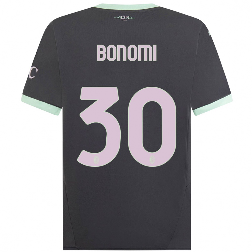 Men Football Alessandro Bonomi #30 Grey Third Jersey 2024/25 T-Shirt Uk