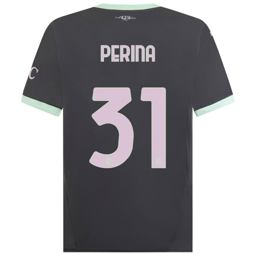 Men Football Gioele Perina #31 Grey Third Jersey 2024/25 T-Shirt Uk