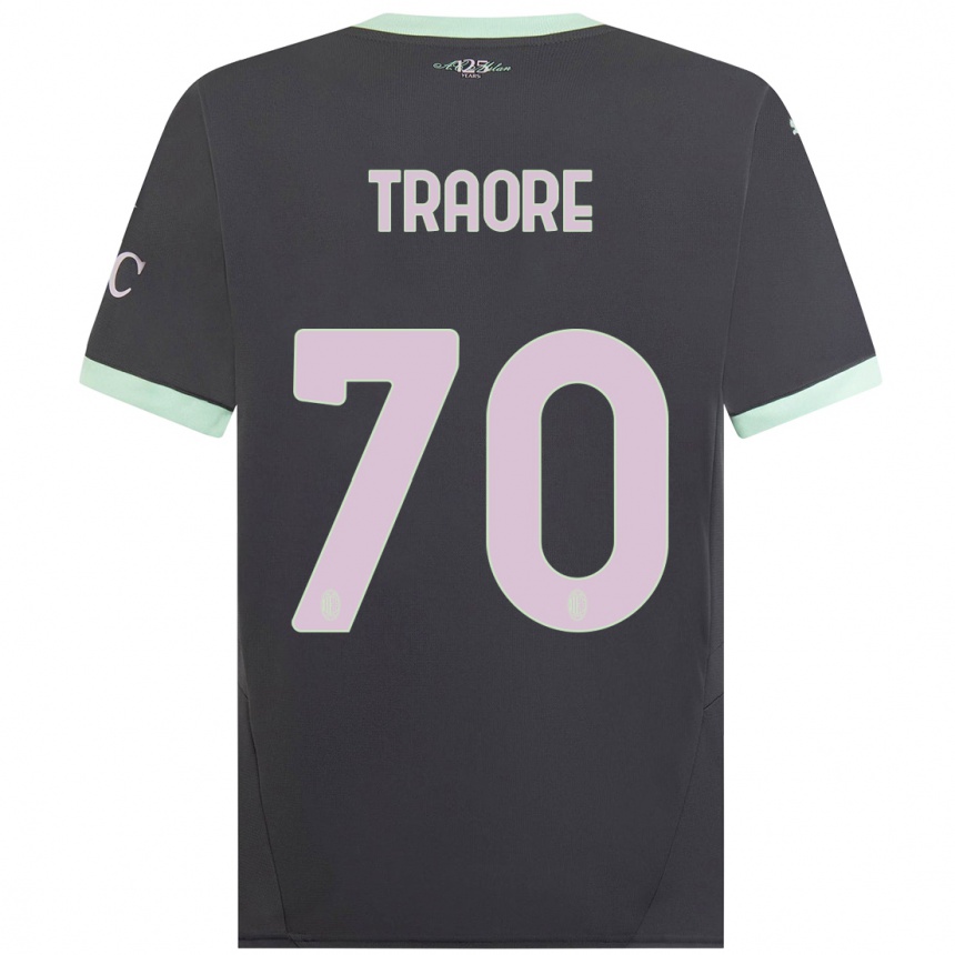 Men Football Chaka Traore #70 Grey Third Jersey 2024/25 T-Shirt Uk