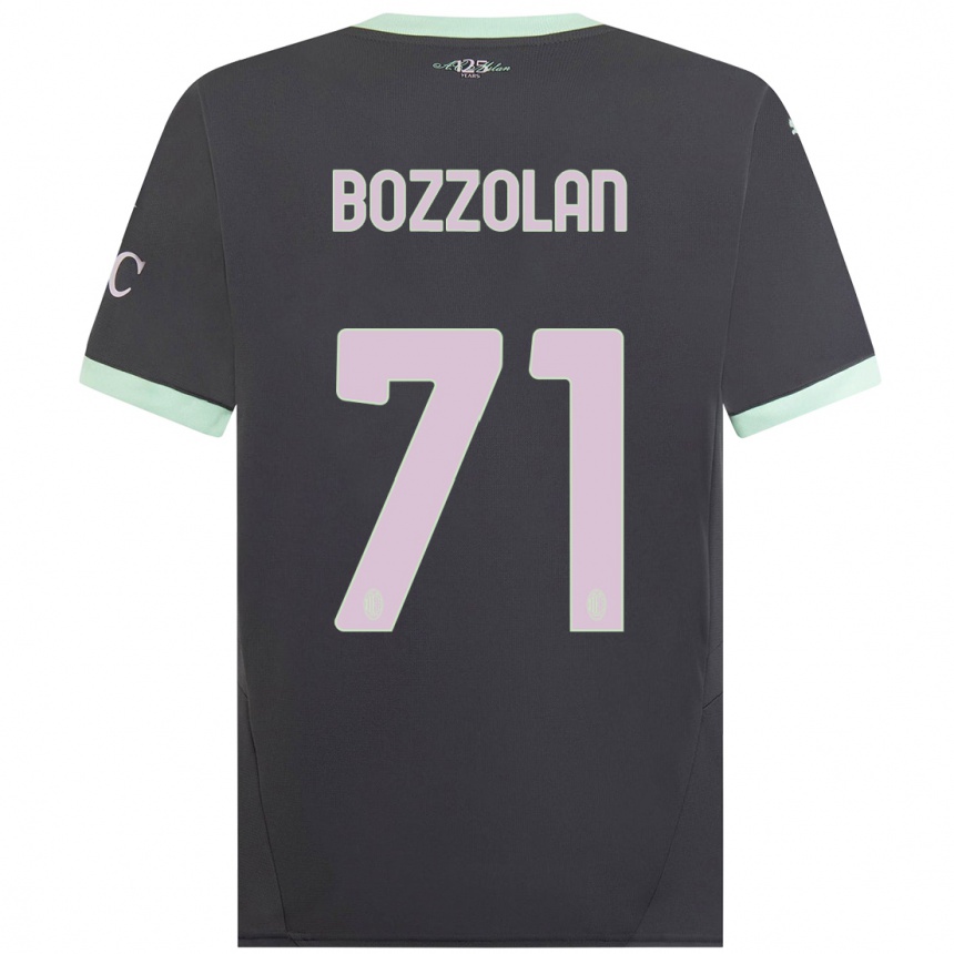 Men Football Andrea Bozzolan #71 Grey Third Jersey 2024/25 T-Shirt Uk