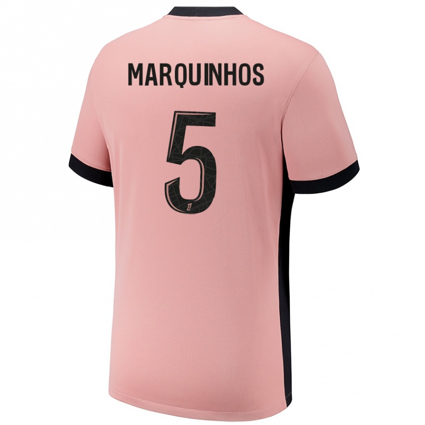 Men Football Marquinhos #5 Rust Pink Third Jersey 2024/25 T-Shirt Uk