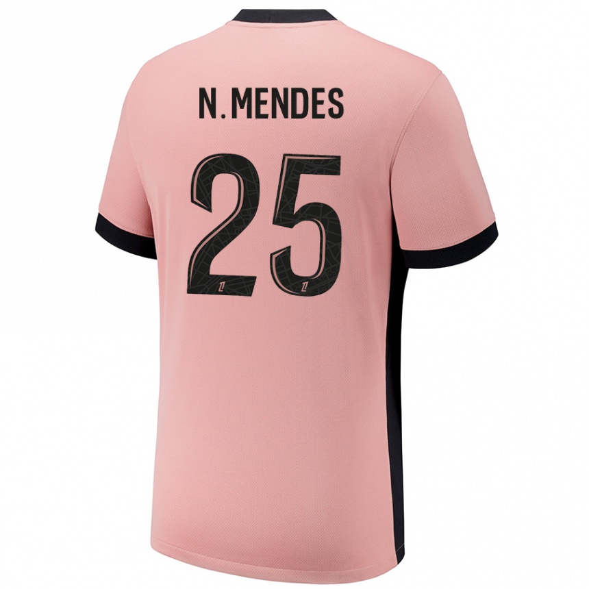 Men Football Nuno Mendes #25 Rust Pink Third Jersey 2024/25 T-Shirt Uk