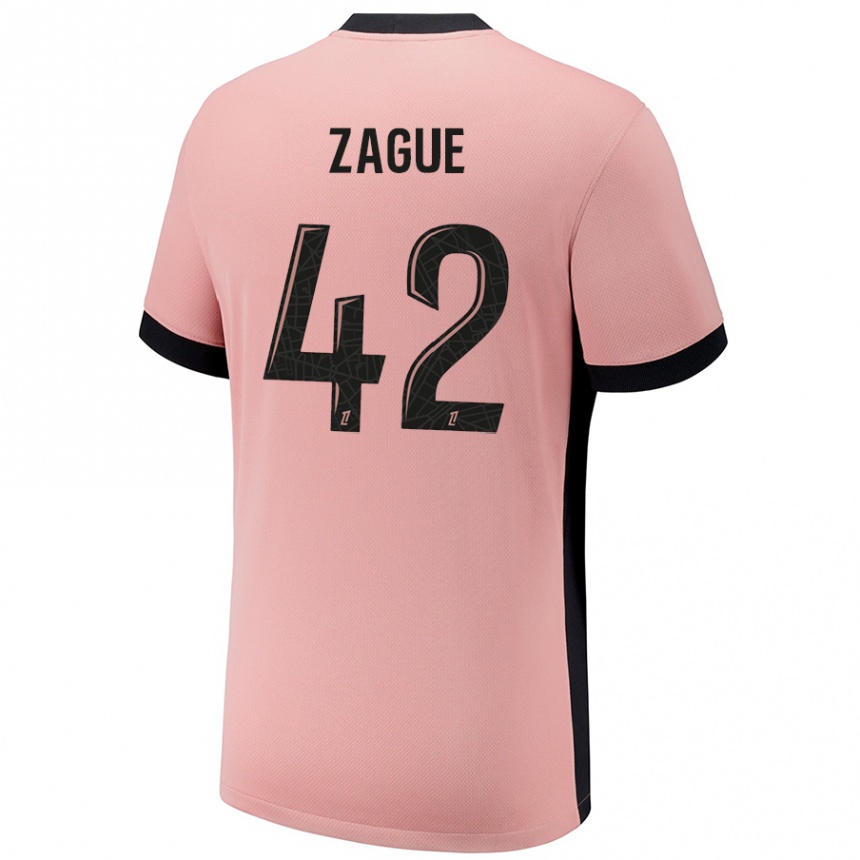 Men Football Yoram Zague #42 Rust Pink Third Jersey 2024/25 T-Shirt Uk