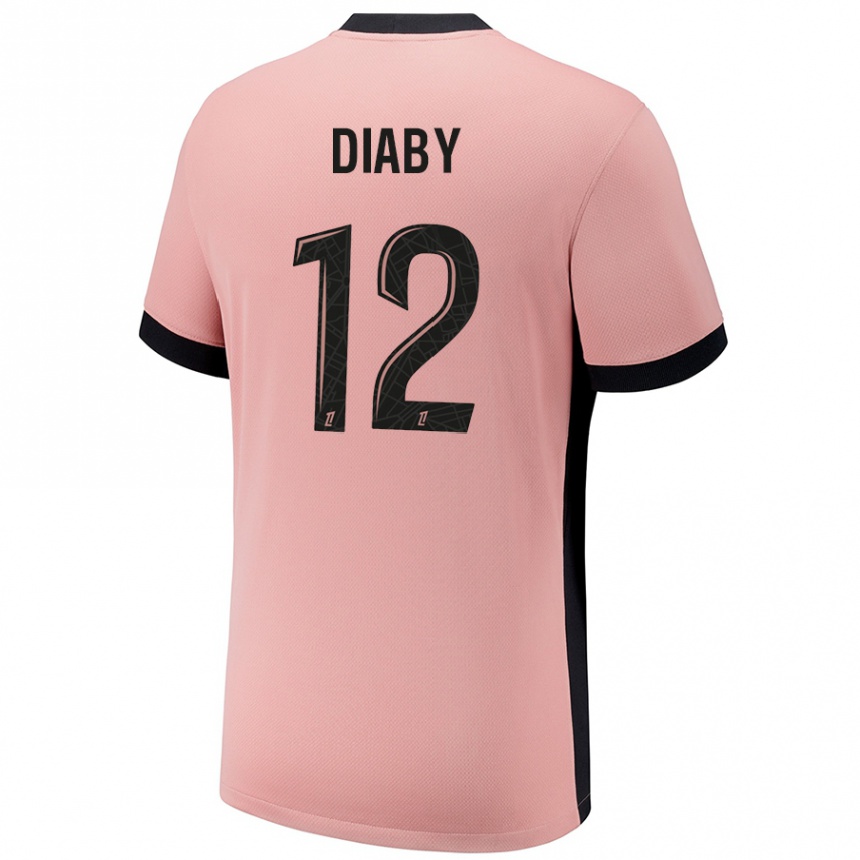 Men Football Ibrahima Diaby #12 Rust Pink Third Jersey 2024/25 T-Shirt Uk