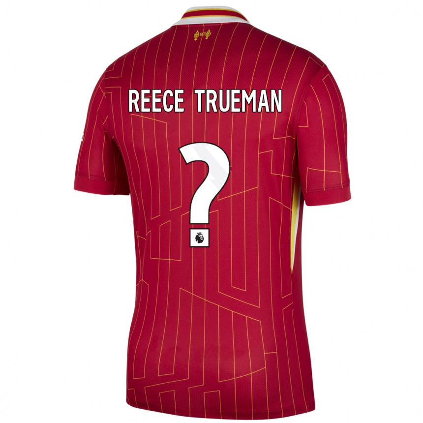 Women Football Reece Trueman #0 Red Yellow White Home Jersey 2024/25 T-Shirt Uk