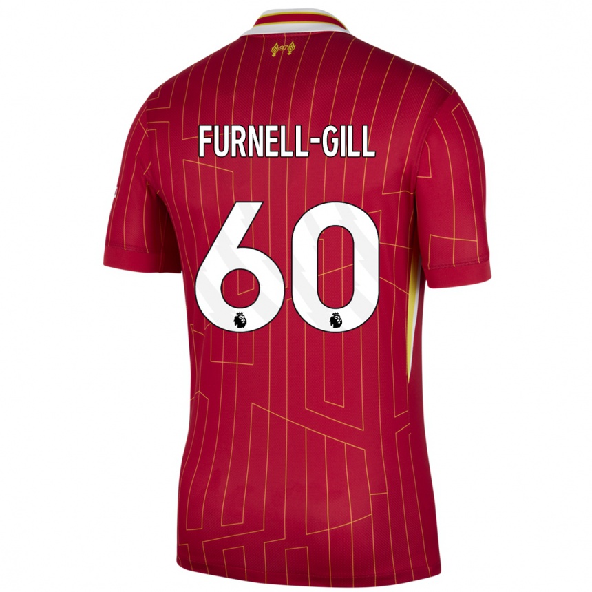 Women Football Luca Furnell-Gill #60 Red Yellow White Home Jersey 2024/25 T-Shirt Uk