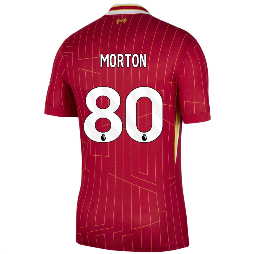 Women Football Tyler Morton #80 Red Yellow White Home Jersey 2024/25 T-Shirt Uk