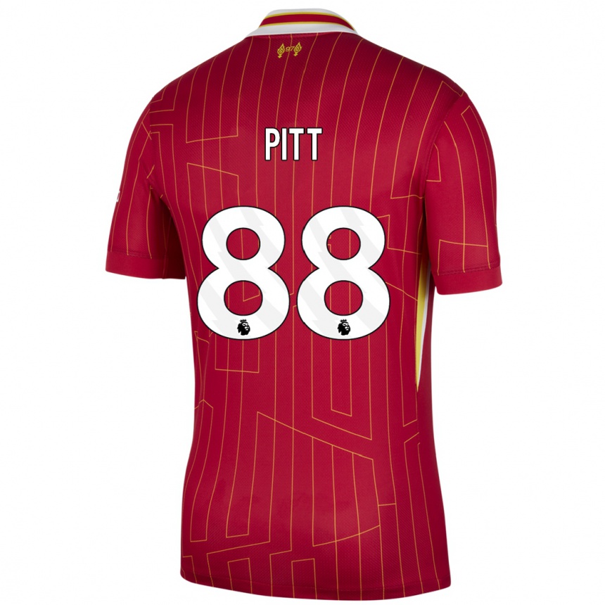 Women Football Lucas Pitt #88 Red Yellow White Home Jersey 2024/25 T-Shirt Uk