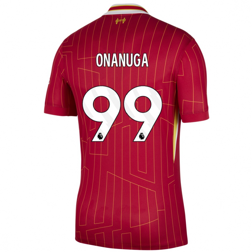 Women Football Fola Onanuga #99 Red Yellow White Home Jersey 2024/25 T-Shirt Uk