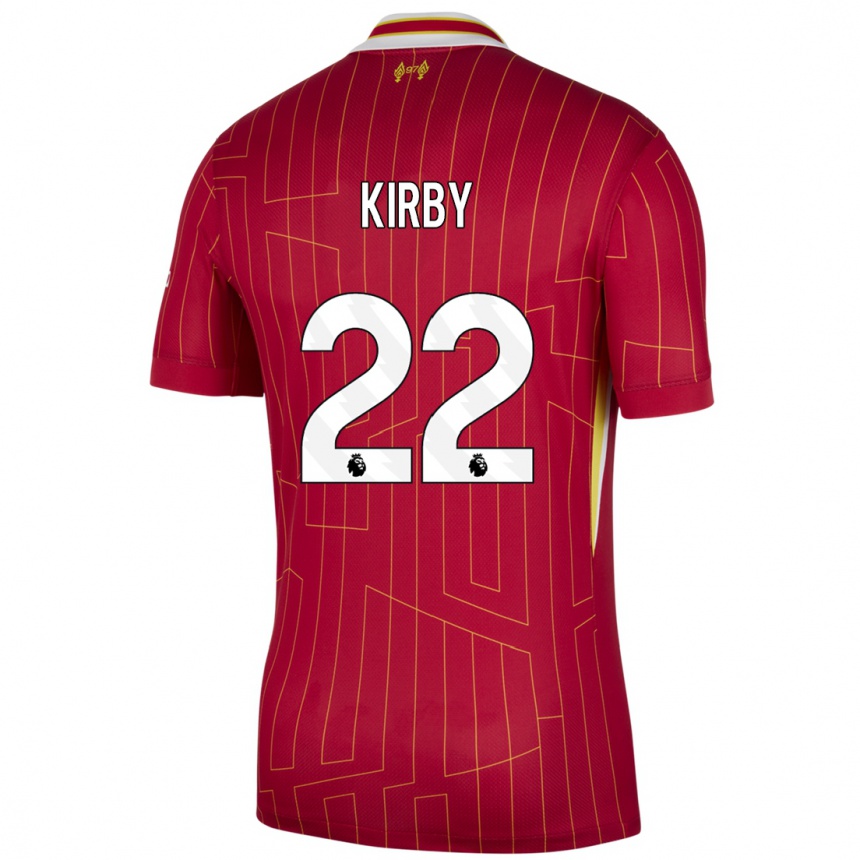 Women Football Faye Kirby #22 Red Yellow White Home Jersey 2024/25 T-Shirt Uk