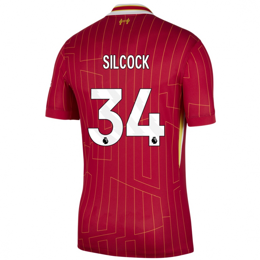 Women Football Hannah Silcock #34 Red Yellow White Home Jersey 2024/25 T-Shirt Uk