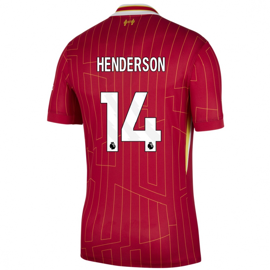 Women Football Henderson #14 Red Yellow White Home Jersey 2024/25 T-Shirt Uk