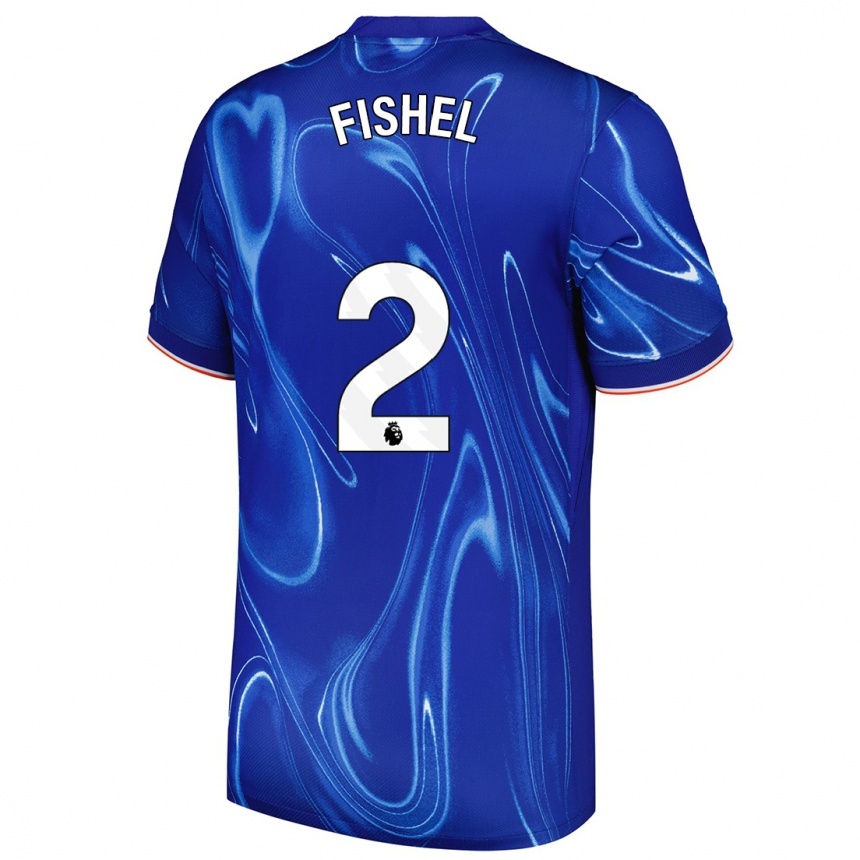 Women Football Mia Fishel #2 Blue White Home Jersey 2024/25 T-Shirt Uk