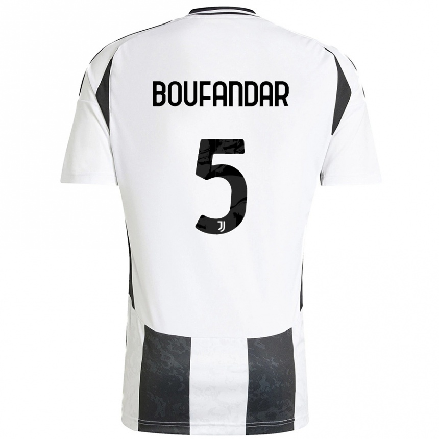 Women Football Adam Boufandar #5 White Black Home Jersey 2024/25 T-Shirt Uk