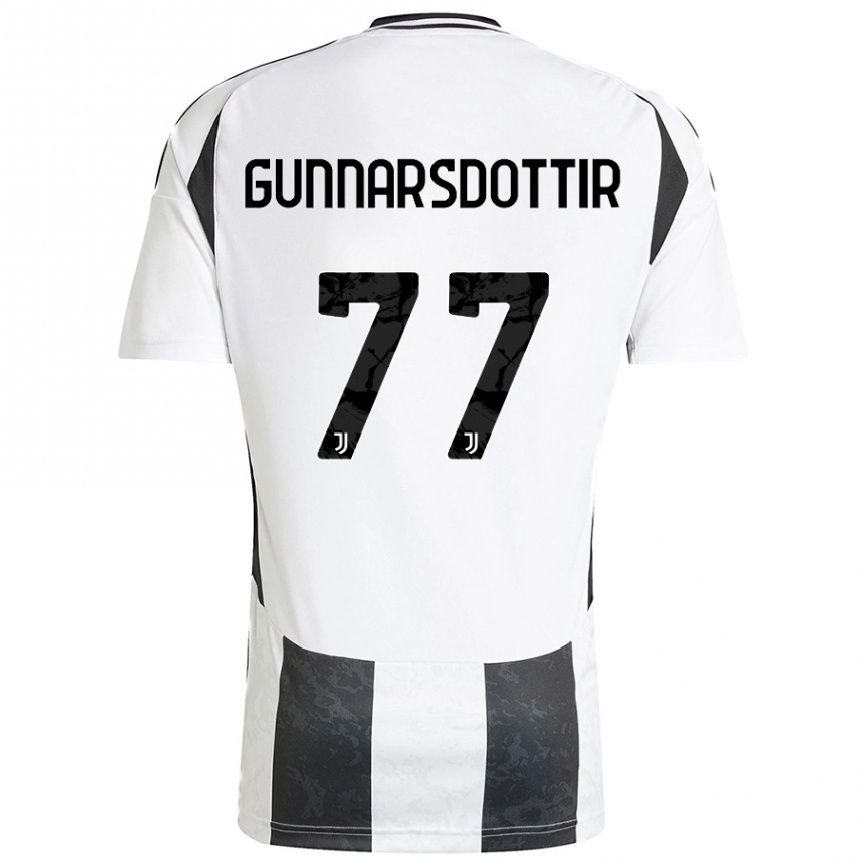 Women Football Sara Bjork Gunnarsdottir #77 White Black Home Jersey 2024/25 T-Shirt Uk