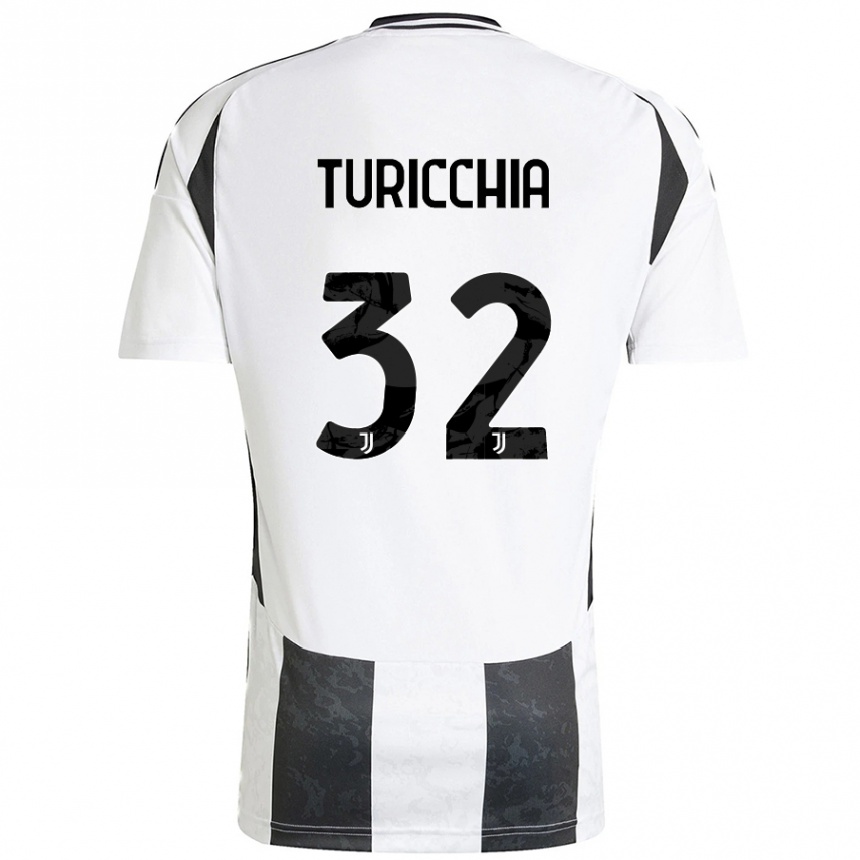 Women Football Riccardo Turicchia #32 White Black Home Jersey 2024/25 T-Shirt Uk