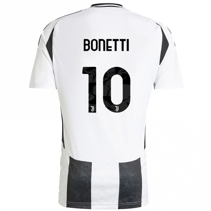 Women Football Andrea Bonetti #10 White Black Home Jersey 2024/25 T-Shirt Uk