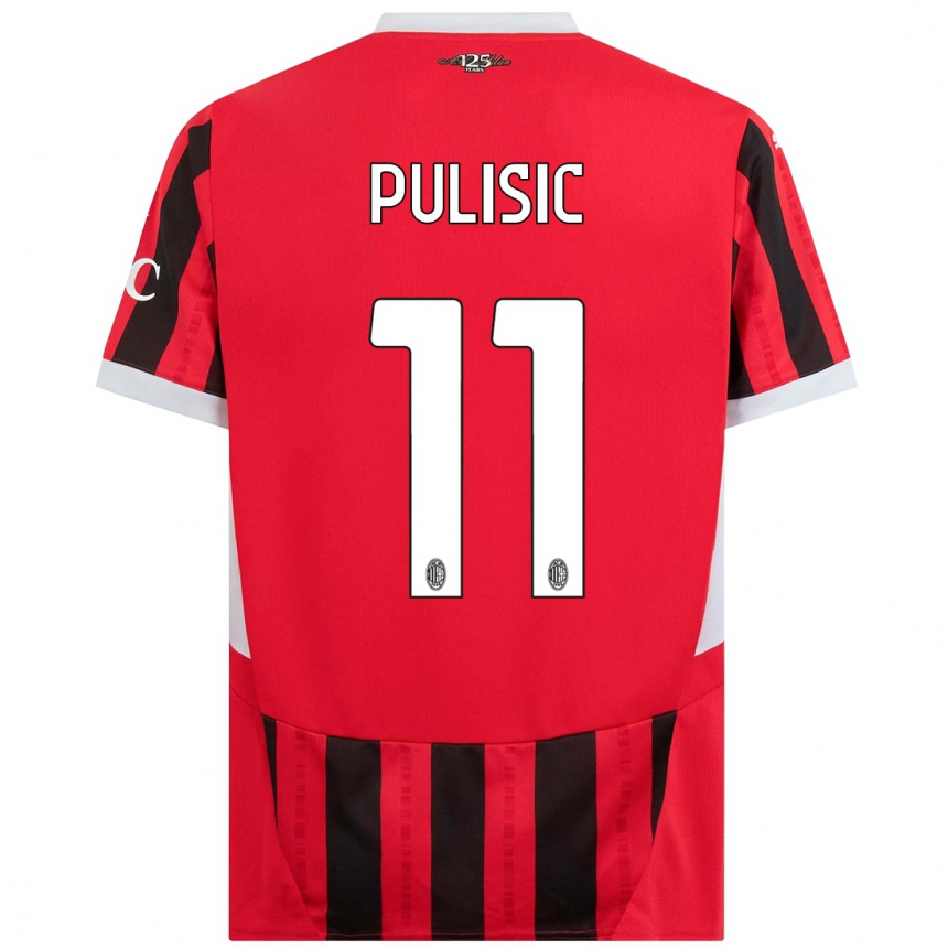 Women Football Christian Pulisic #11 Red Black Home Jersey 2024/25 T-Shirt Uk