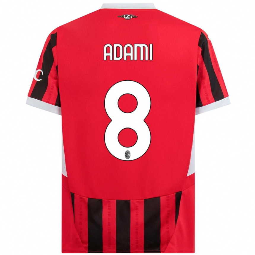 Women Football Greta Adami #8 Red Black Home Jersey 2024/25 T-Shirt Uk